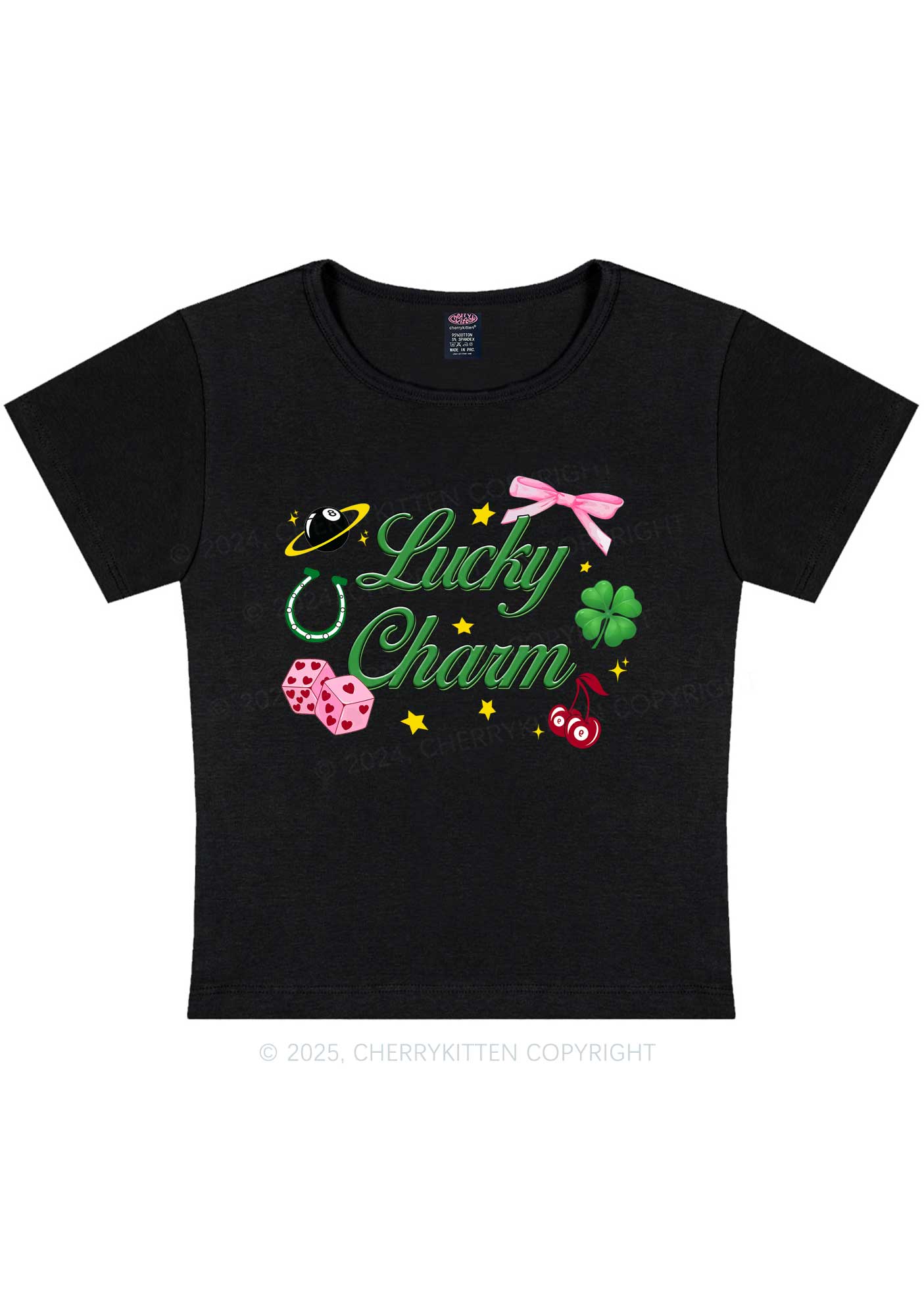 Lucky Charm St Patricks Y2K Baby Tee Cherrykitten