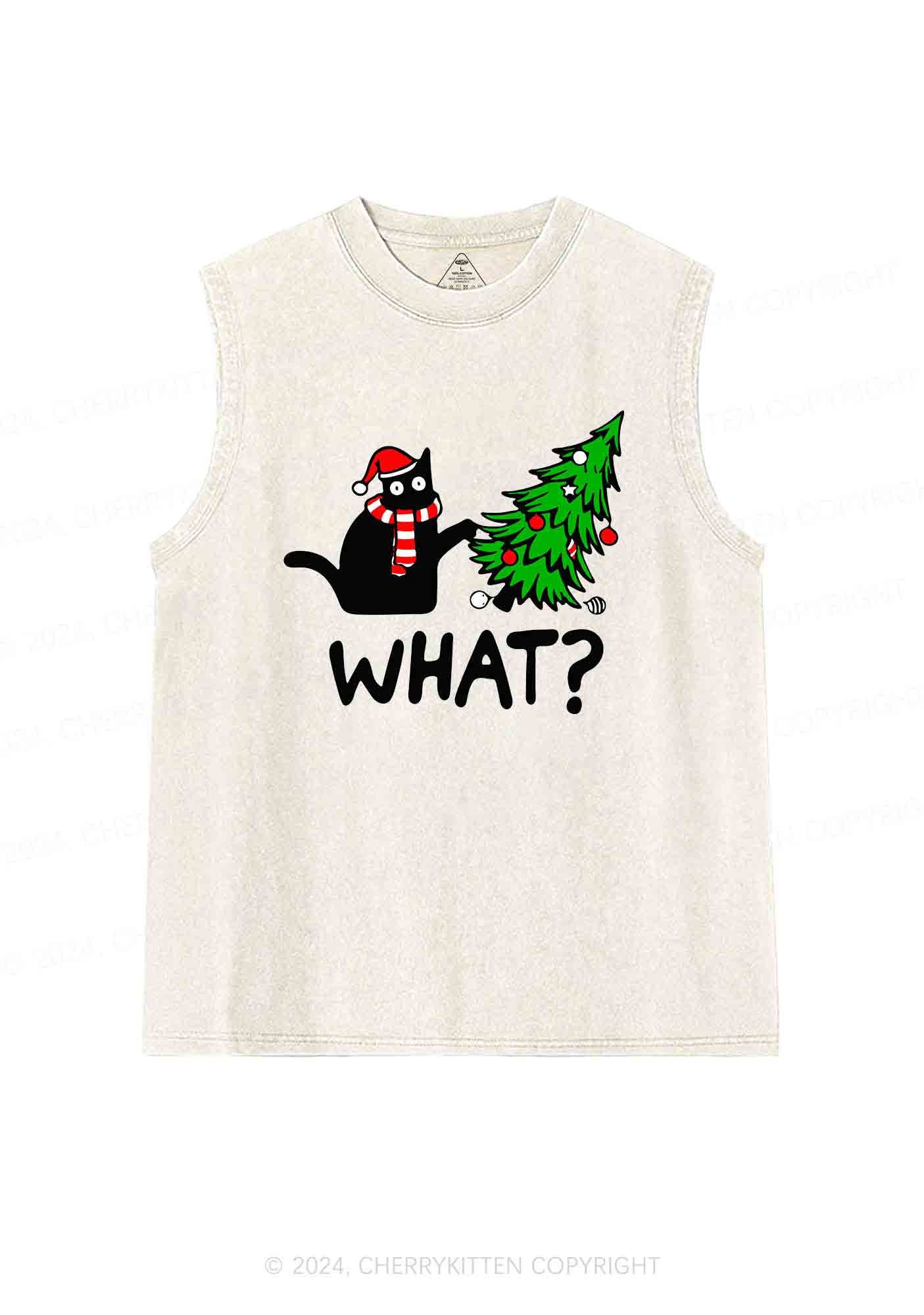 Christmas What Christmas Tree Y2K Washed Tank Cherrykitten