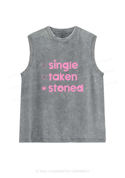 Single Taken Stoned Y2K Valentine's Day Washed Tank Cherrykitten