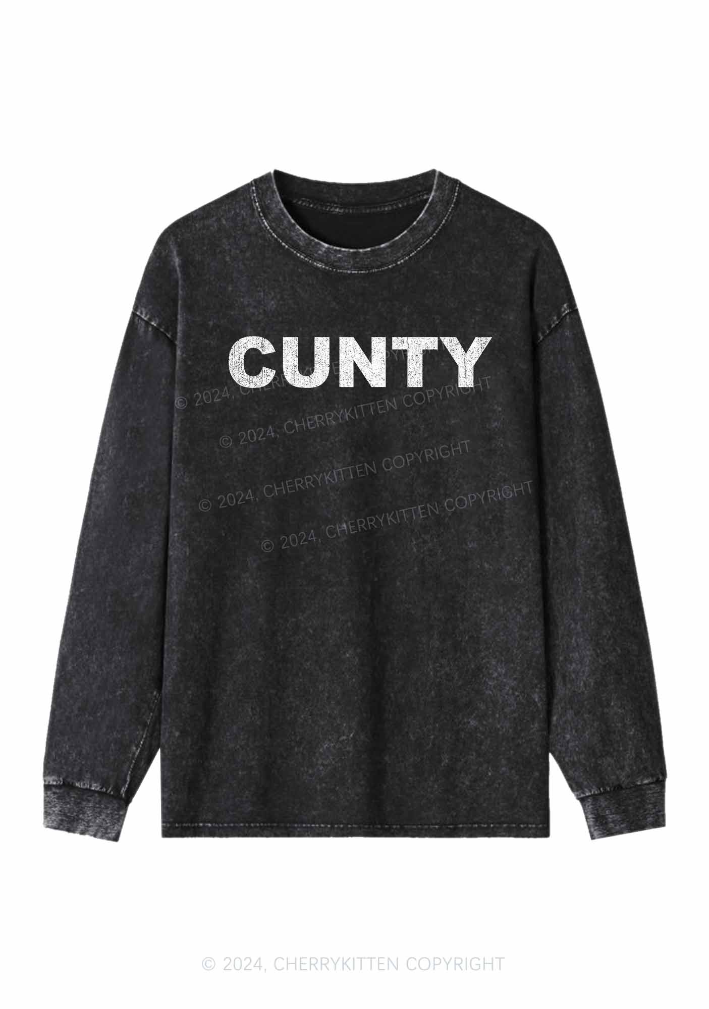 Cunty Y2K Washed Long Sleeves Cherrykitten