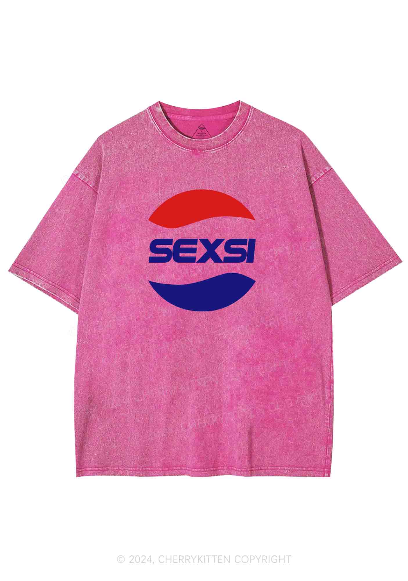 Red Blue Sexsi Y2K Washed Tee Cherrykitten