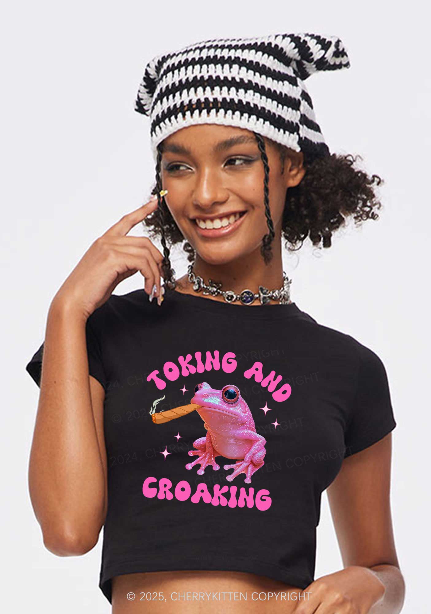 Toking And Croaking Y2K Baby Tee Cherrykitten