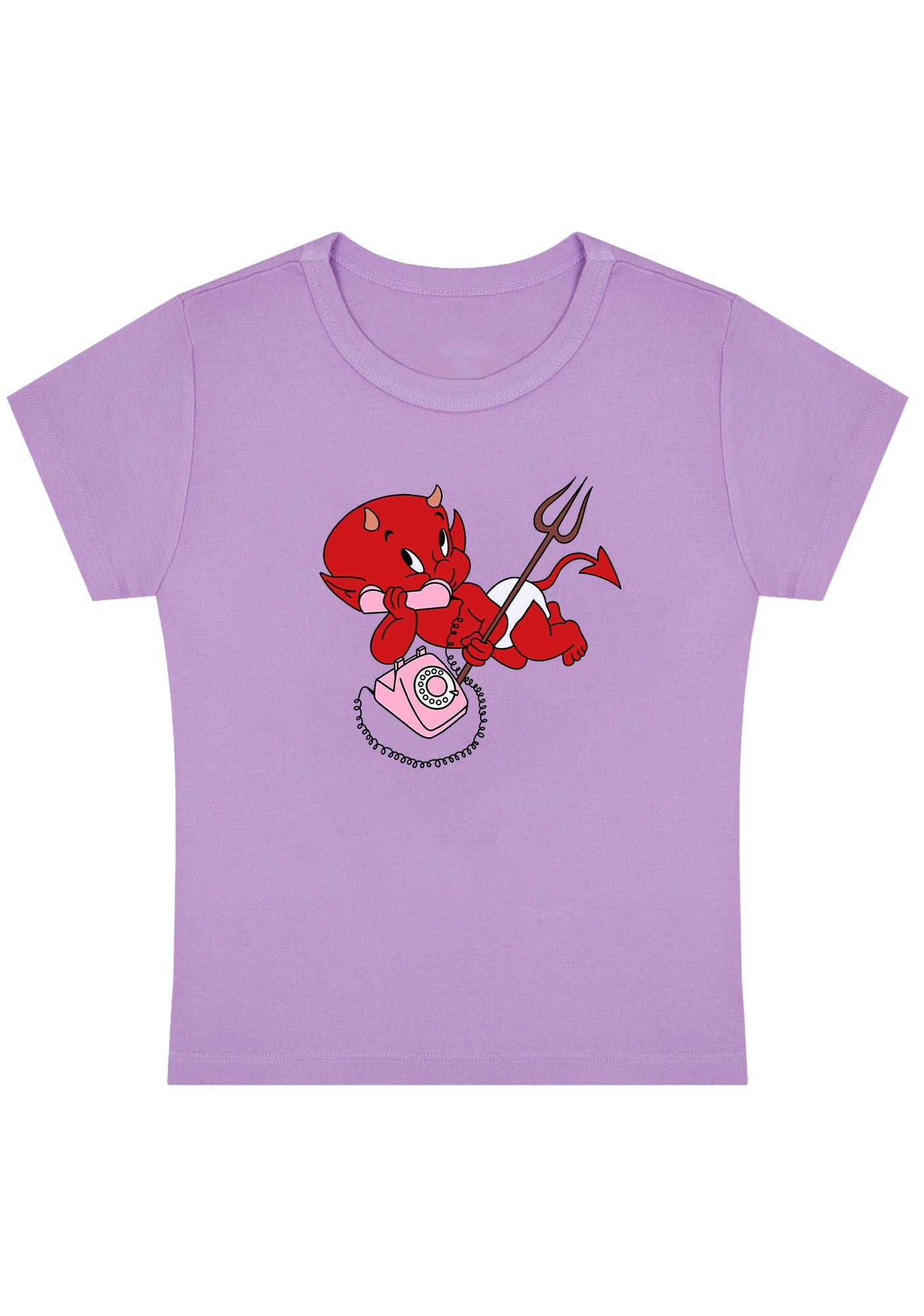 Curvy Little Devil On The Phone Baby Tee