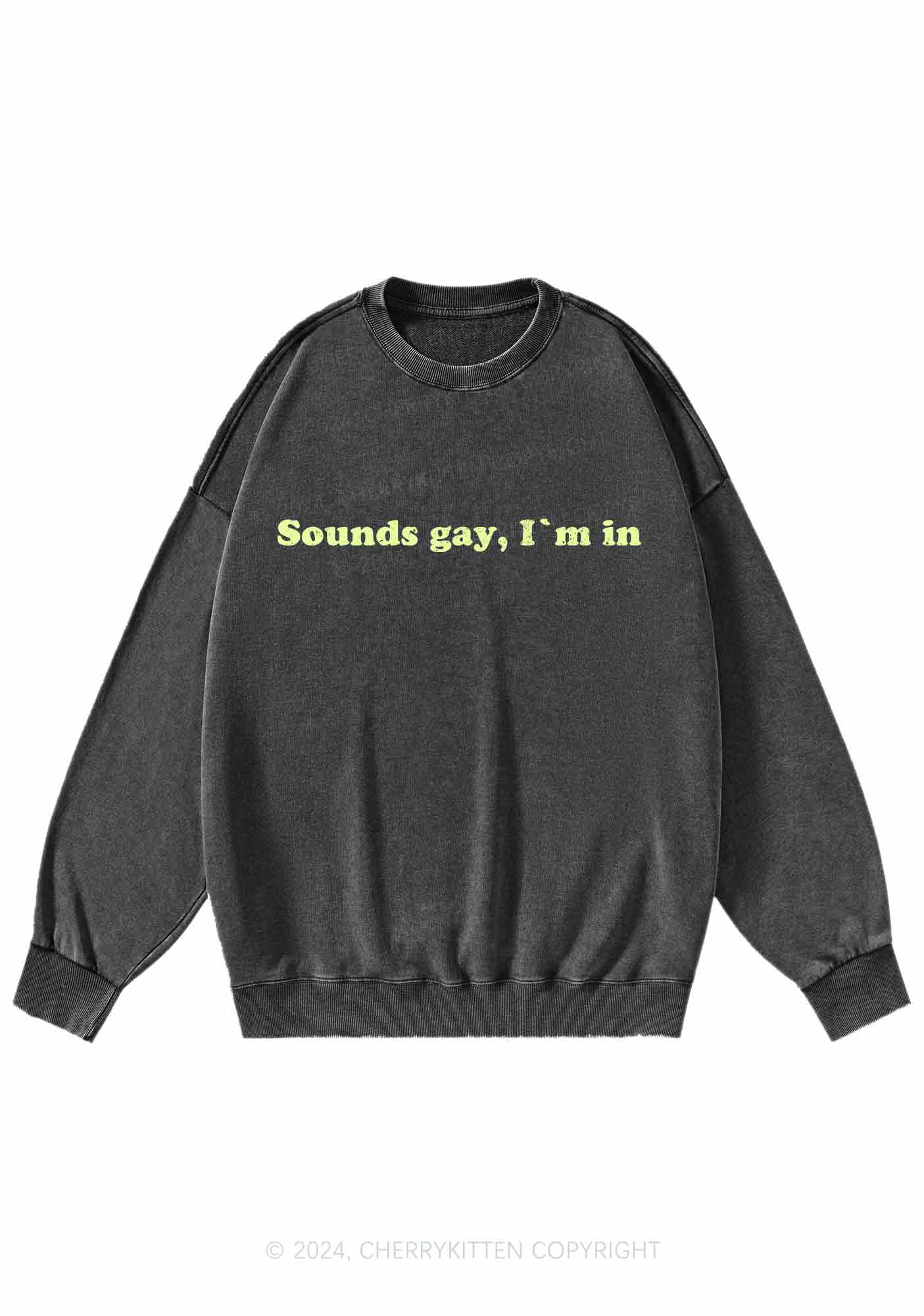 Sounds Gay Y2K Washed Sweatshirts Cherrykitten