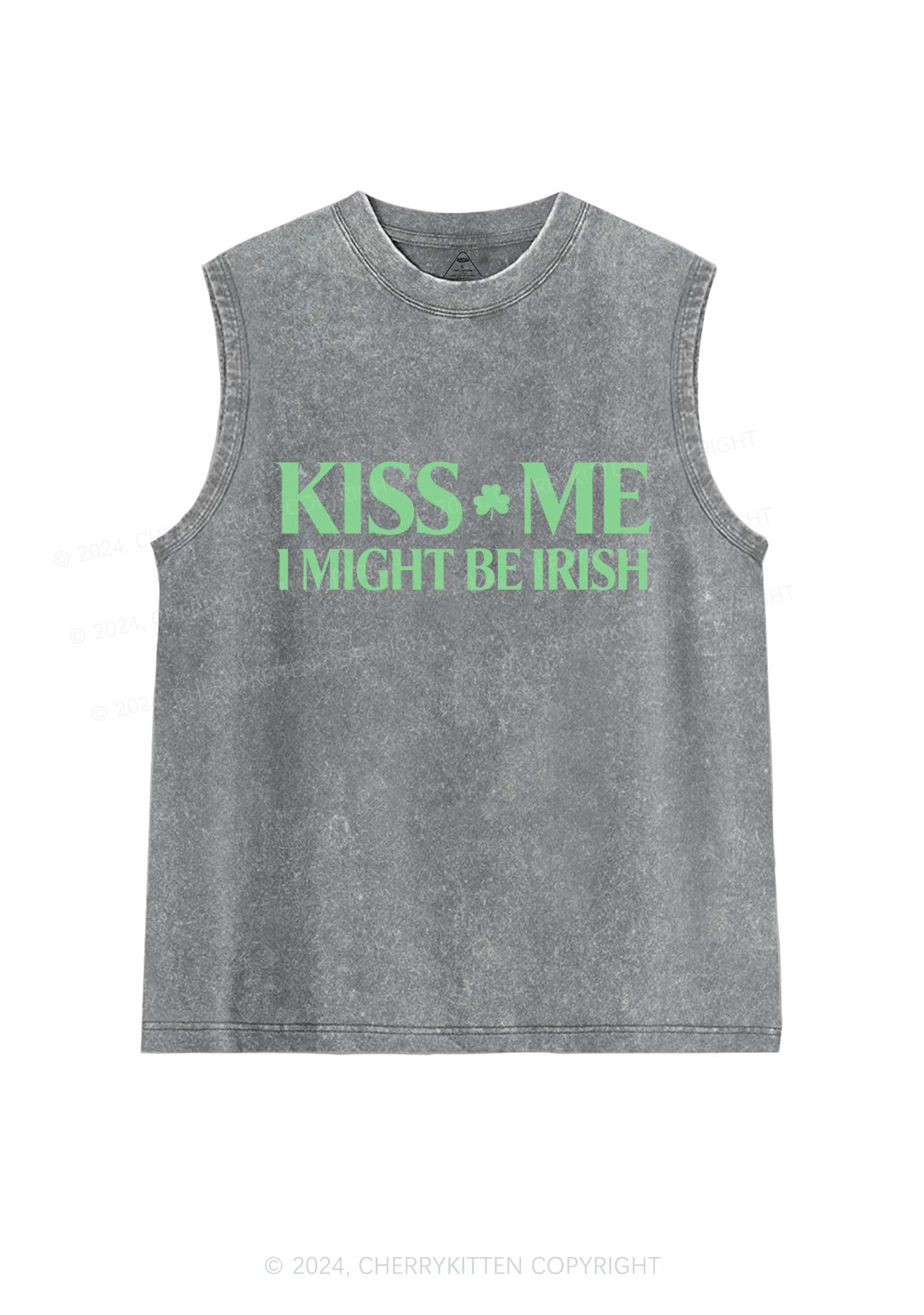 Kiss Me St Patricks Y2K Washed Tank Cherrykitten