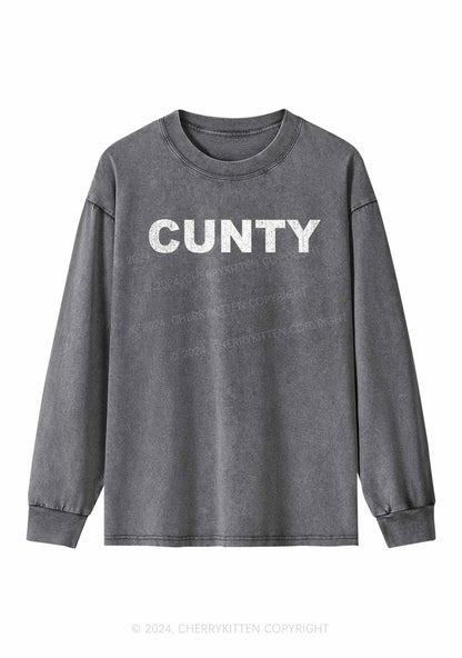 Cunty Y2K Washed Long Sleeves Cherrykitten