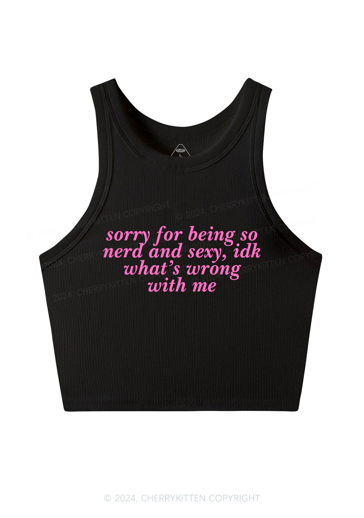 Sorry For Being So Nerd Y2K Crop Tank Top Cherrykitten