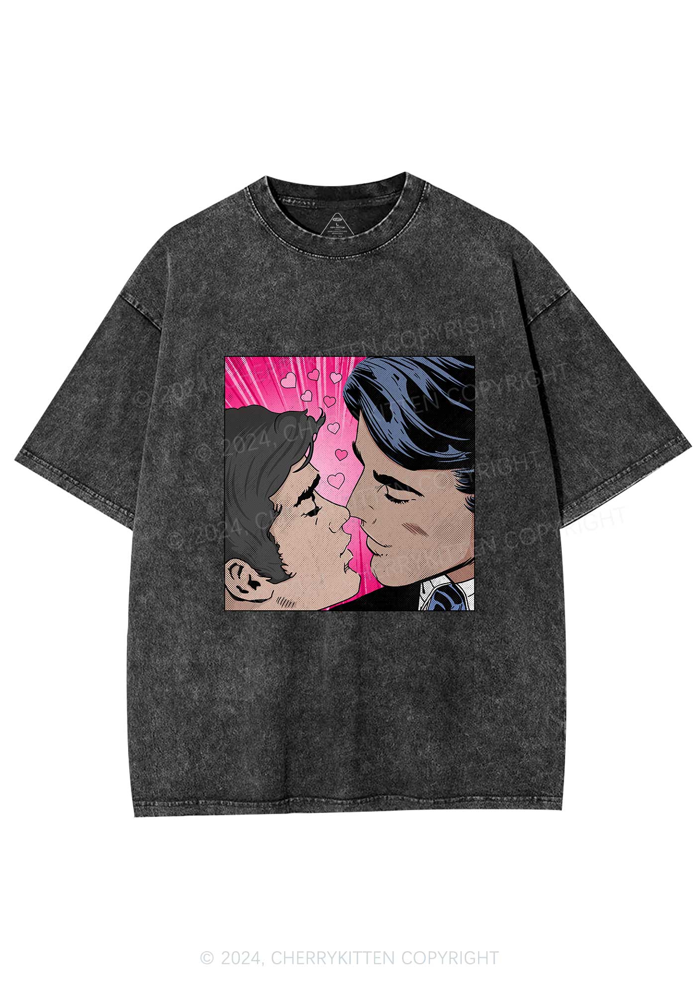 Boy Kiss Y2K Valentine's Day Washed Tee Cherrykitten