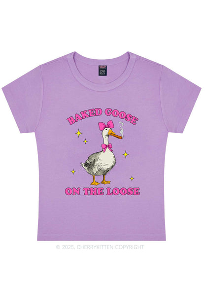 Baked Goose On The Loose Y2K Baby Tee Cherrykitten