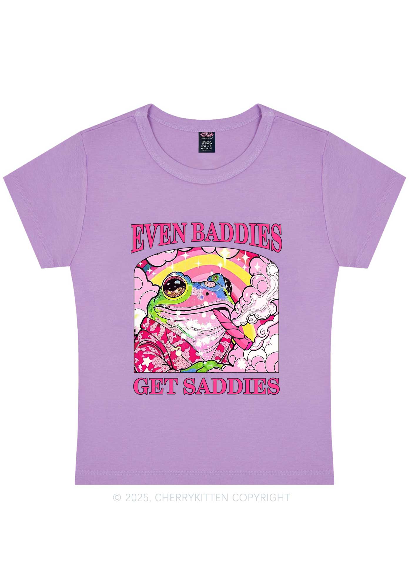 Baddies Smoking Frog Y2K Baby Tee Cherrykitten