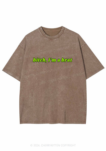 Bxtch Im A Brat Y2K Washed Tee Cherrykitten