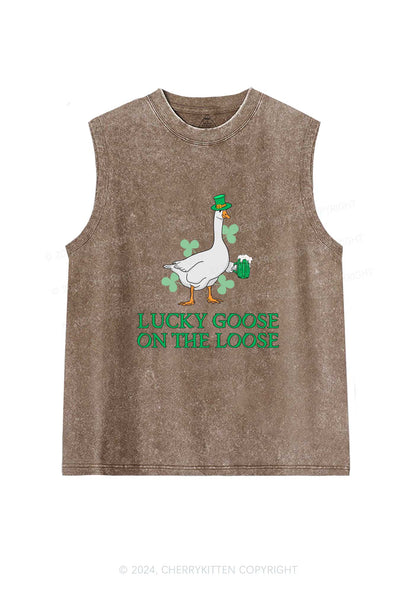 Lucky Goose On The Loose St Patricks Y2K Washed Tank Cherrykitten