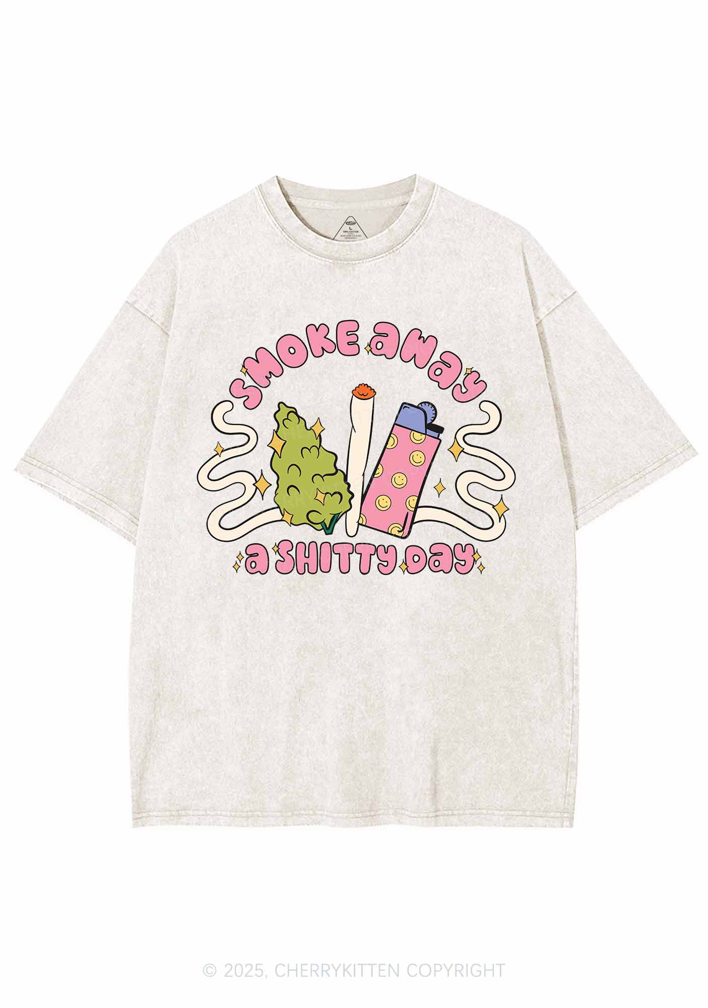 Smoke Away A Shixxy Day Y2K Washed Tee Cherrykitten