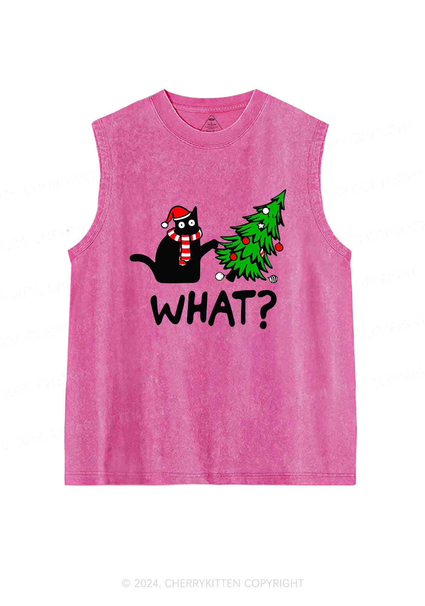 Christmas What Christmas Tree Y2K Washed Tank Cherrykitten