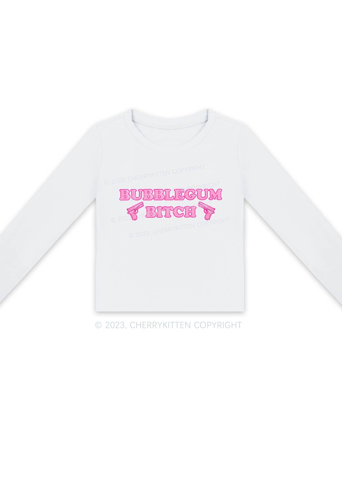 Bubblegum Bxtch Long Sleeve Crop Top Cherrykitten