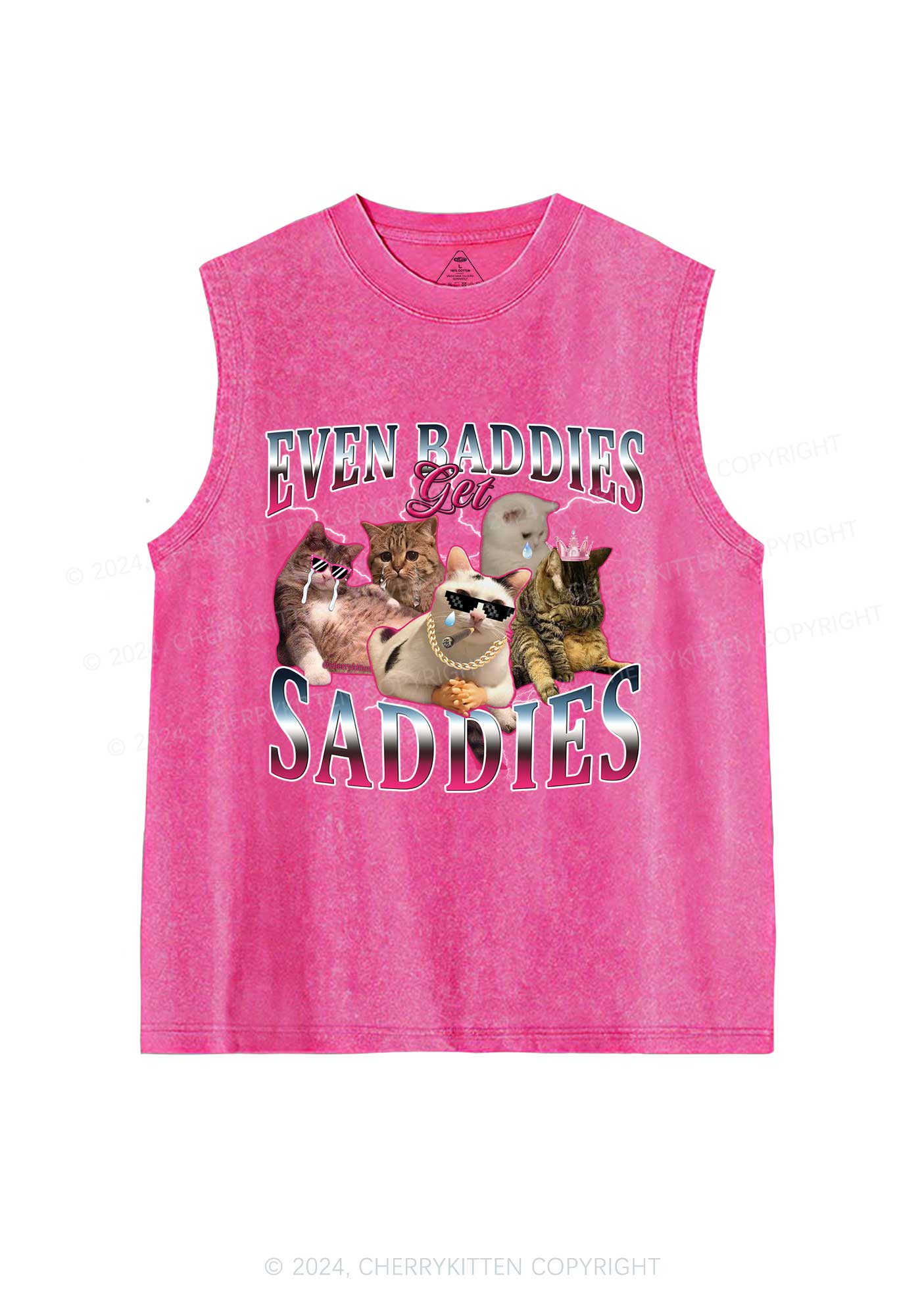 Five Baddie Cats Y2K Washed Tank Cherrykitten