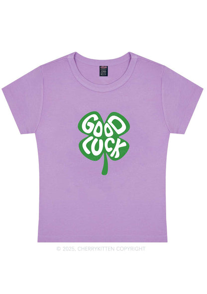 Good Luck St Patricks Y2K Baby Tee Cherrykitten