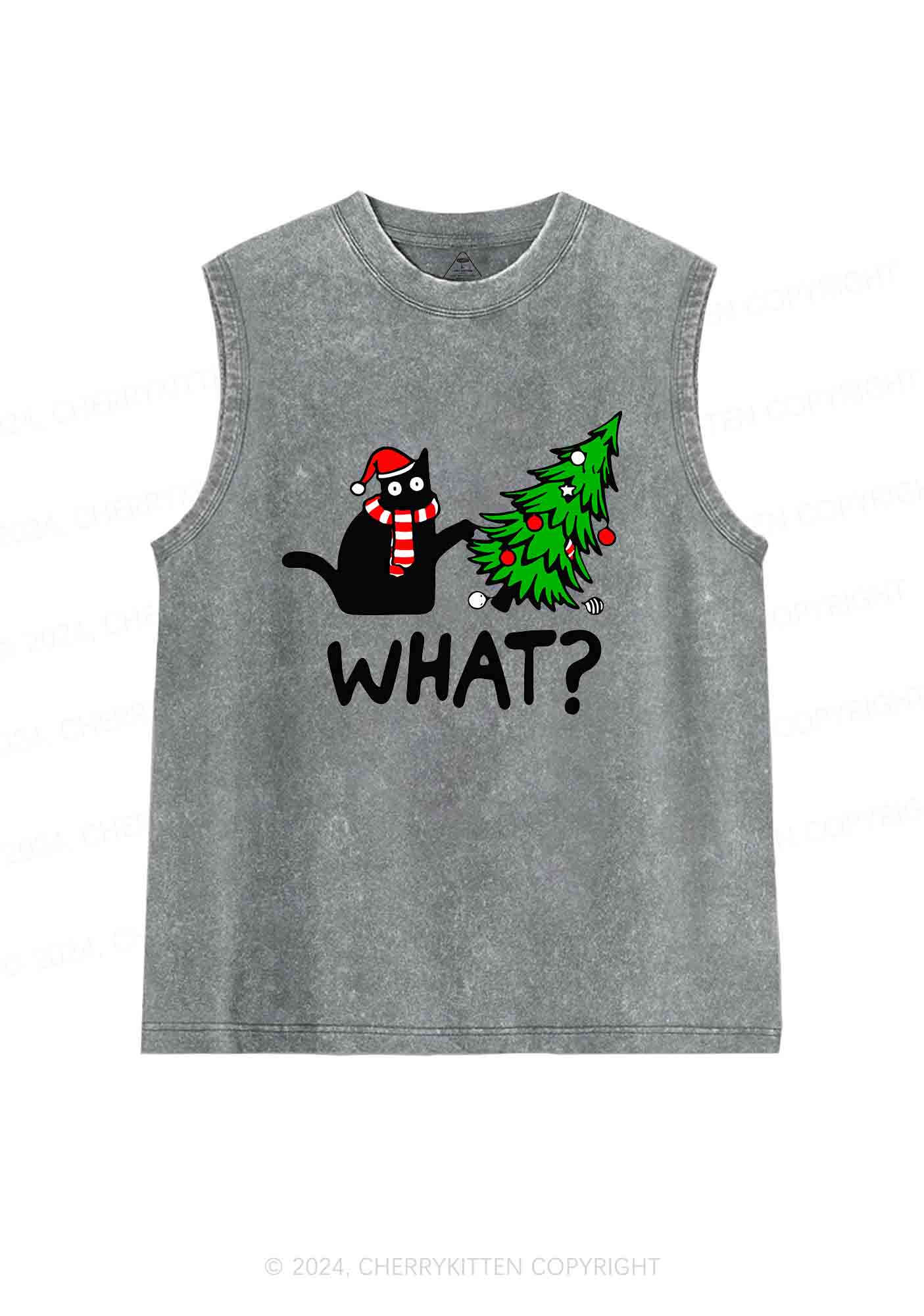 Christmas What Christmas Tree Y2K Washed Tank Cherrykitten