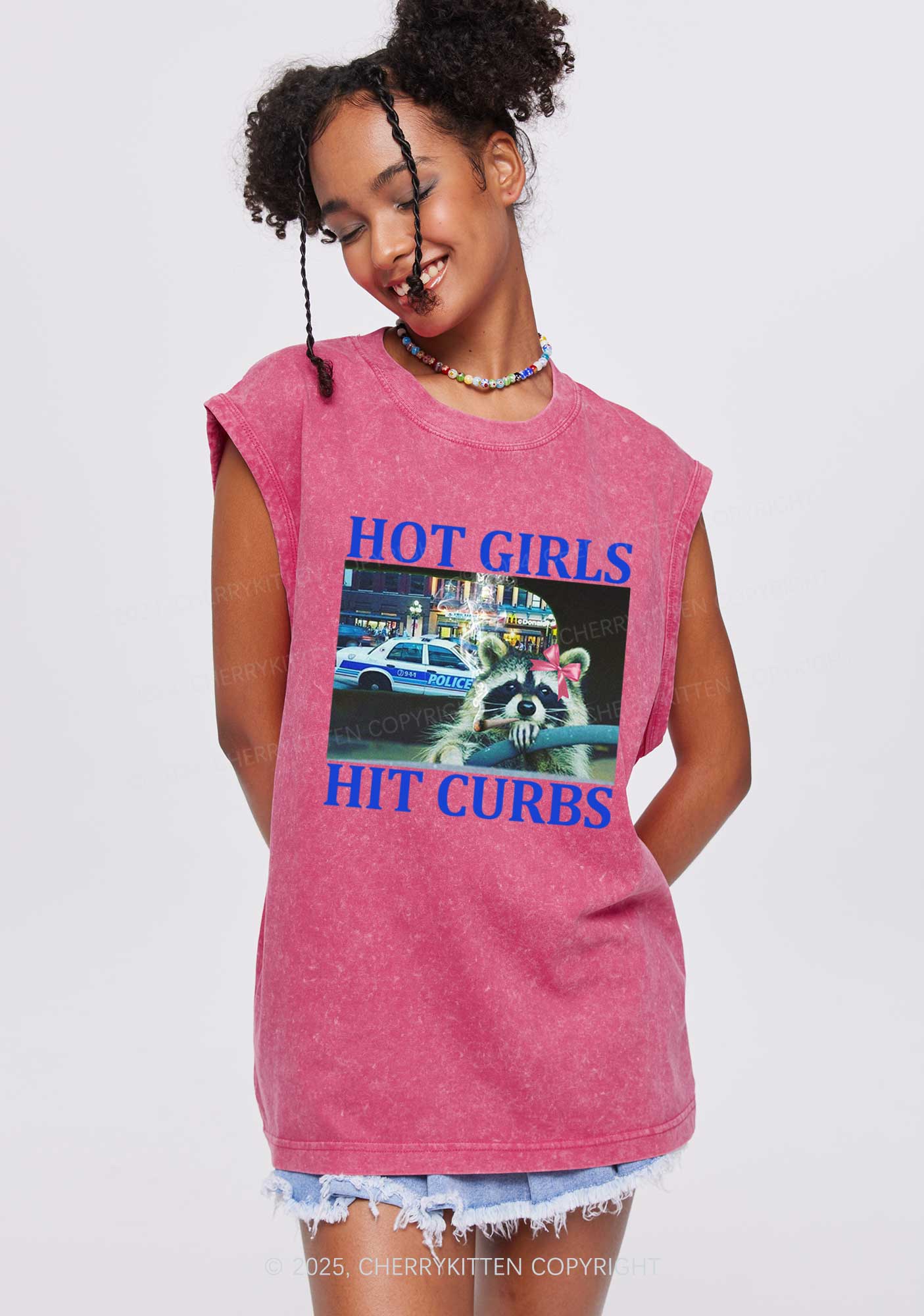 Hot Girls Hit Curbs Y2K Washed Tank Cherrykitten