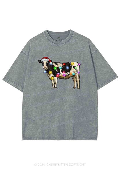 Christmas Cow Y2K Washed Tee Cherrykitten