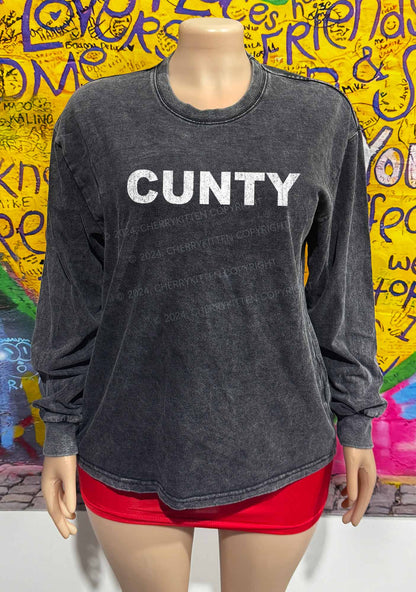 Cunty Y2K Washed Long Sleeves Cherrykitten