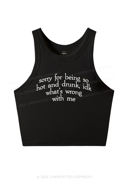 Sorry For Being Hot And Drunk Y2K Crop Tank Top Cherrykitten