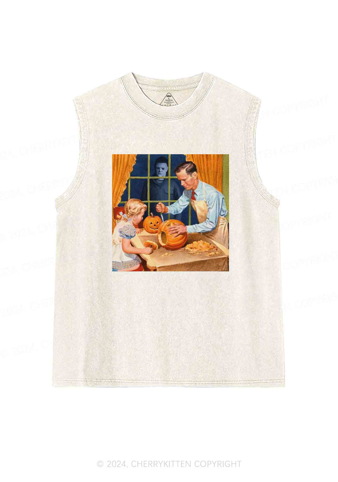 Halloween Cooking Pumpkin Y2K Washed Tank Cherrykitten