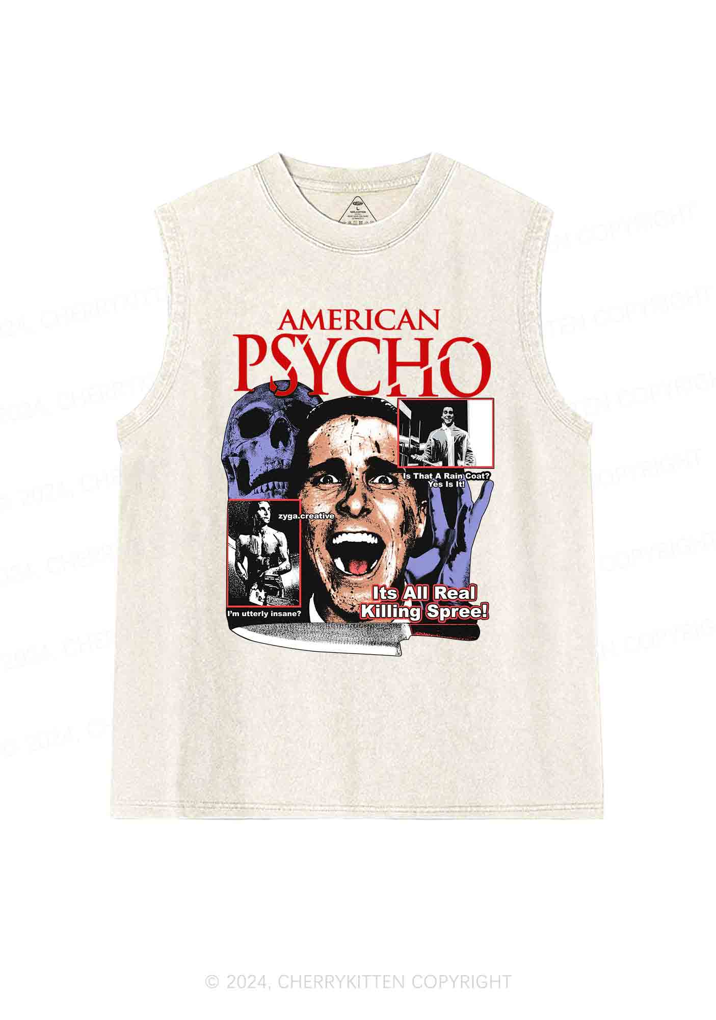 Halloween American Psycho Y2K Washed Tank Cherrykitten