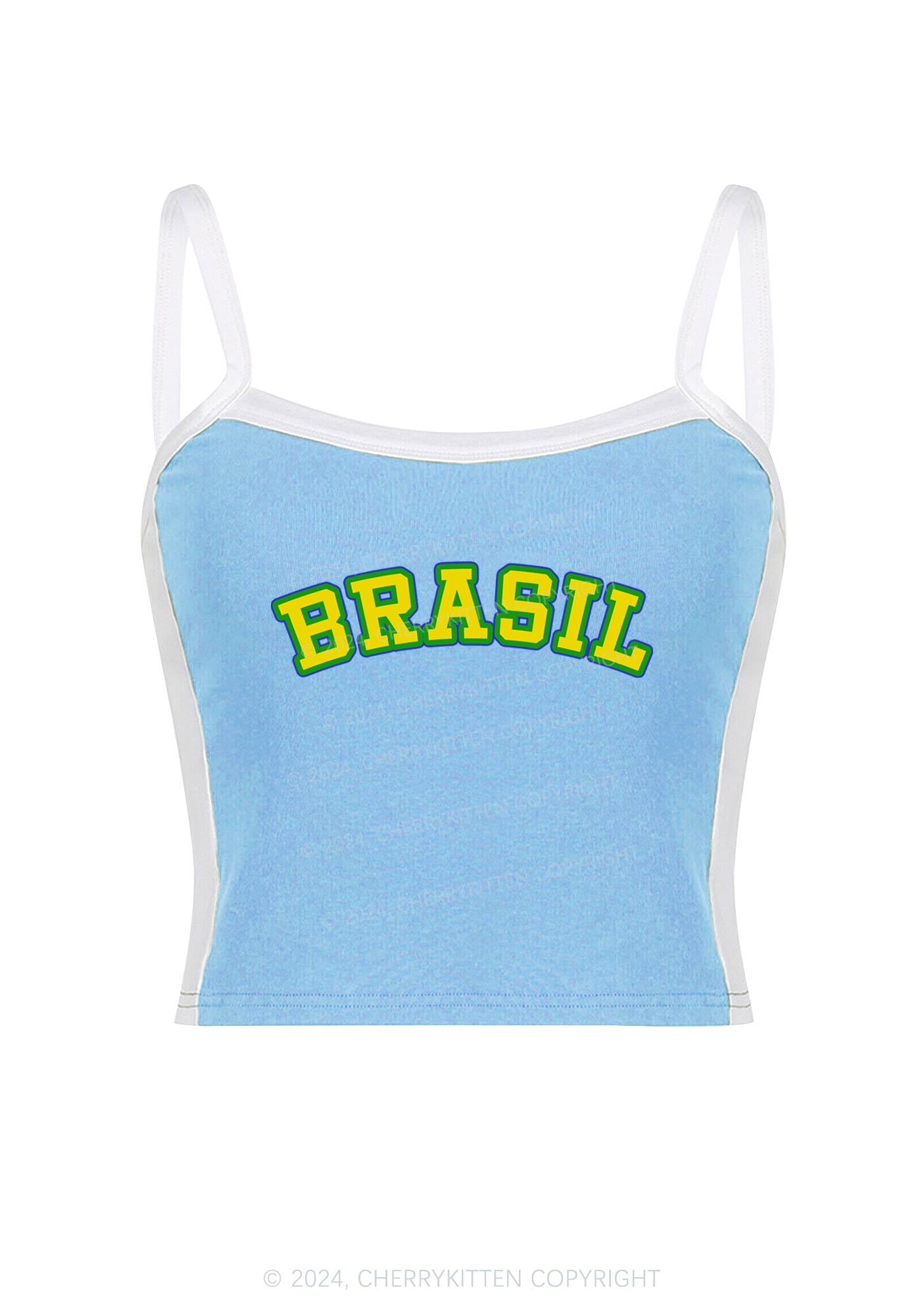 Brasil Y2K Color Block Crop Cami Top Cherrykitten