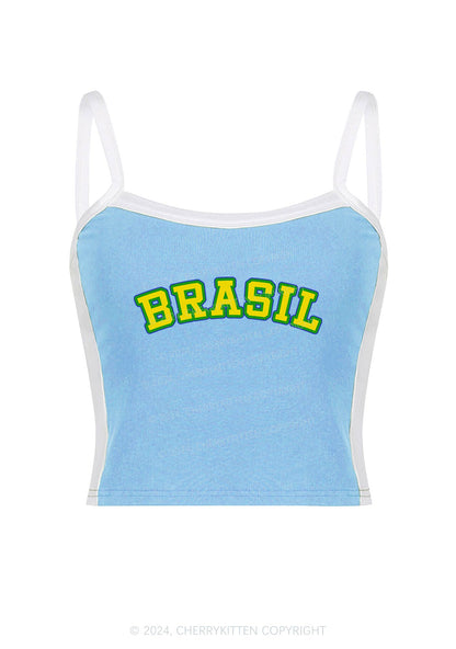 Brasil Y2K Color Block Crop Cami Top Cherrykitten