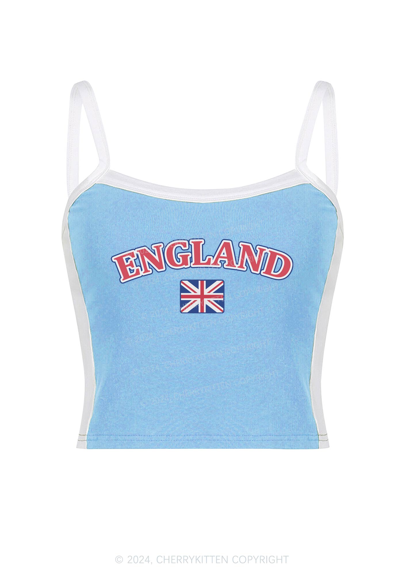 England Y2K Color Block Crop Cami Top Cherrykitten