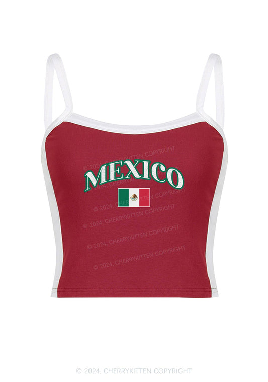 Mexico Y2K Color Block Crop Cami Top Cherrykitten