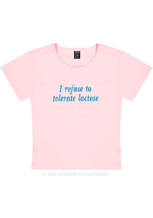 Embroidered Refuse To Tolerate Lactose Y2K Baby Tee Cherrykitten