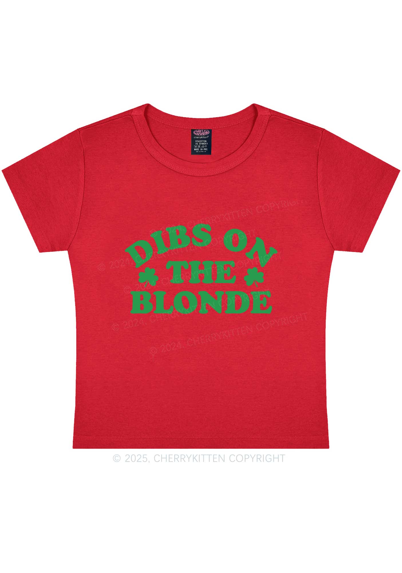 Dibs On The Blonde St Patricks Y2K Baby Tee Cherrykitten