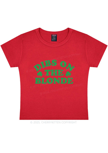 Dibs On The Blonde St Patricks Y2K Baby Tee Cherrykitten