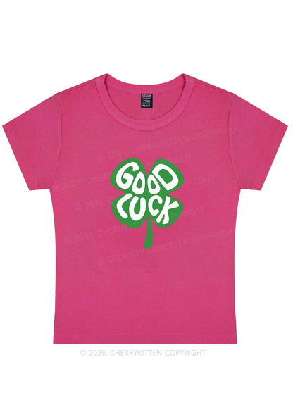 Good Luck St Patricks Y2K Baby Tee Cherrykitten