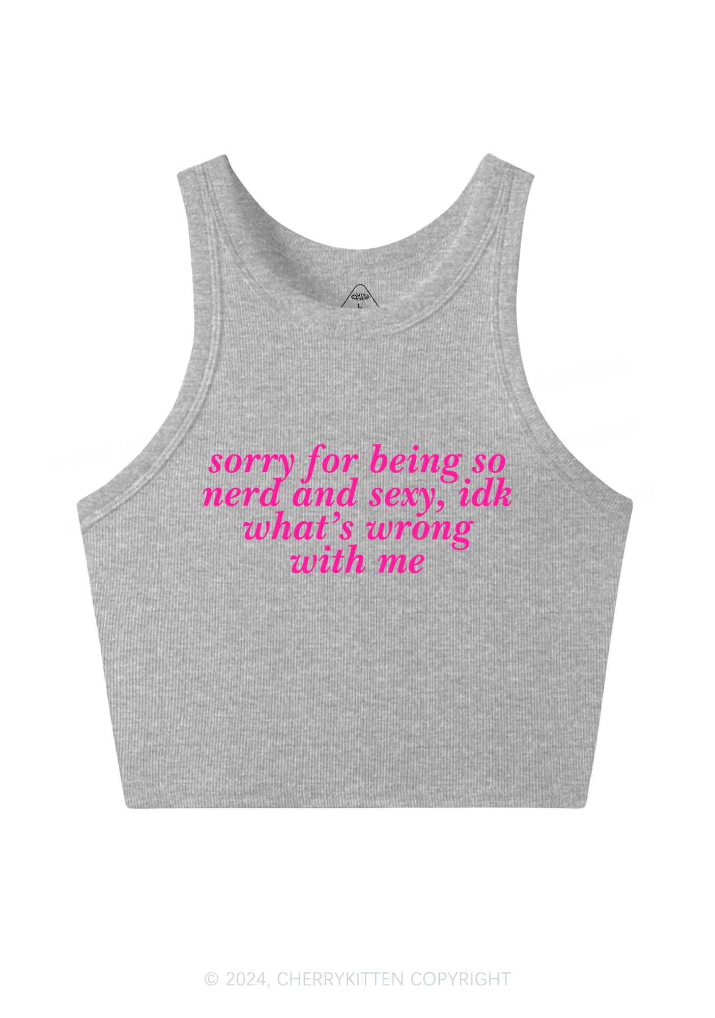 Sorry For Being So Nerd Y2K Crop Tank Top Cherrykitten