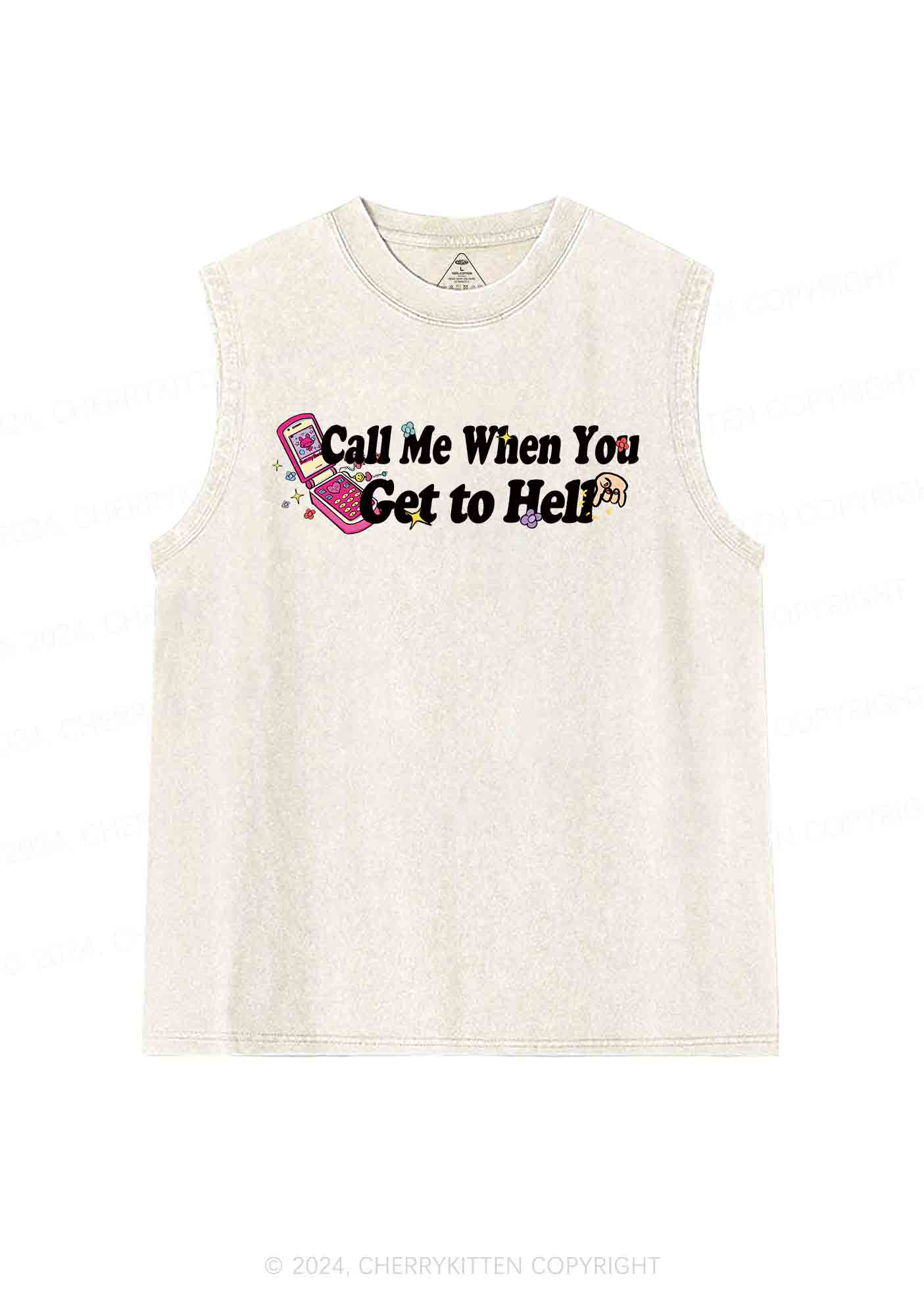 Call Me When You Get To Hell Y2K Washed Tank Cherrykitten