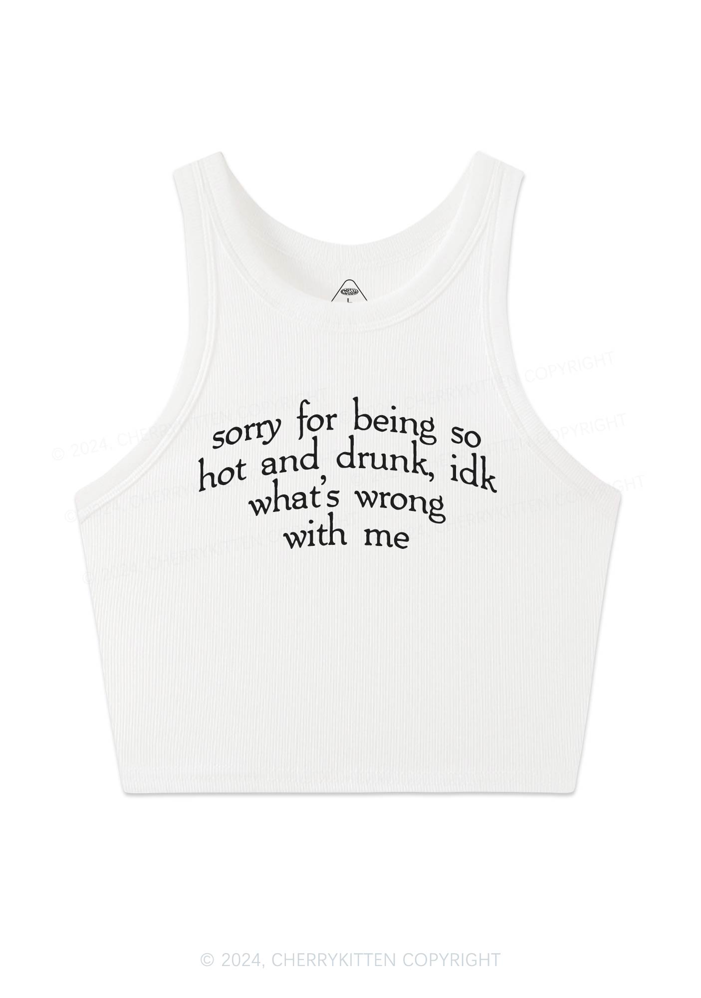 Sorry For Being Hot And Drunk Y2K Crop Tank Top Cherrykitten