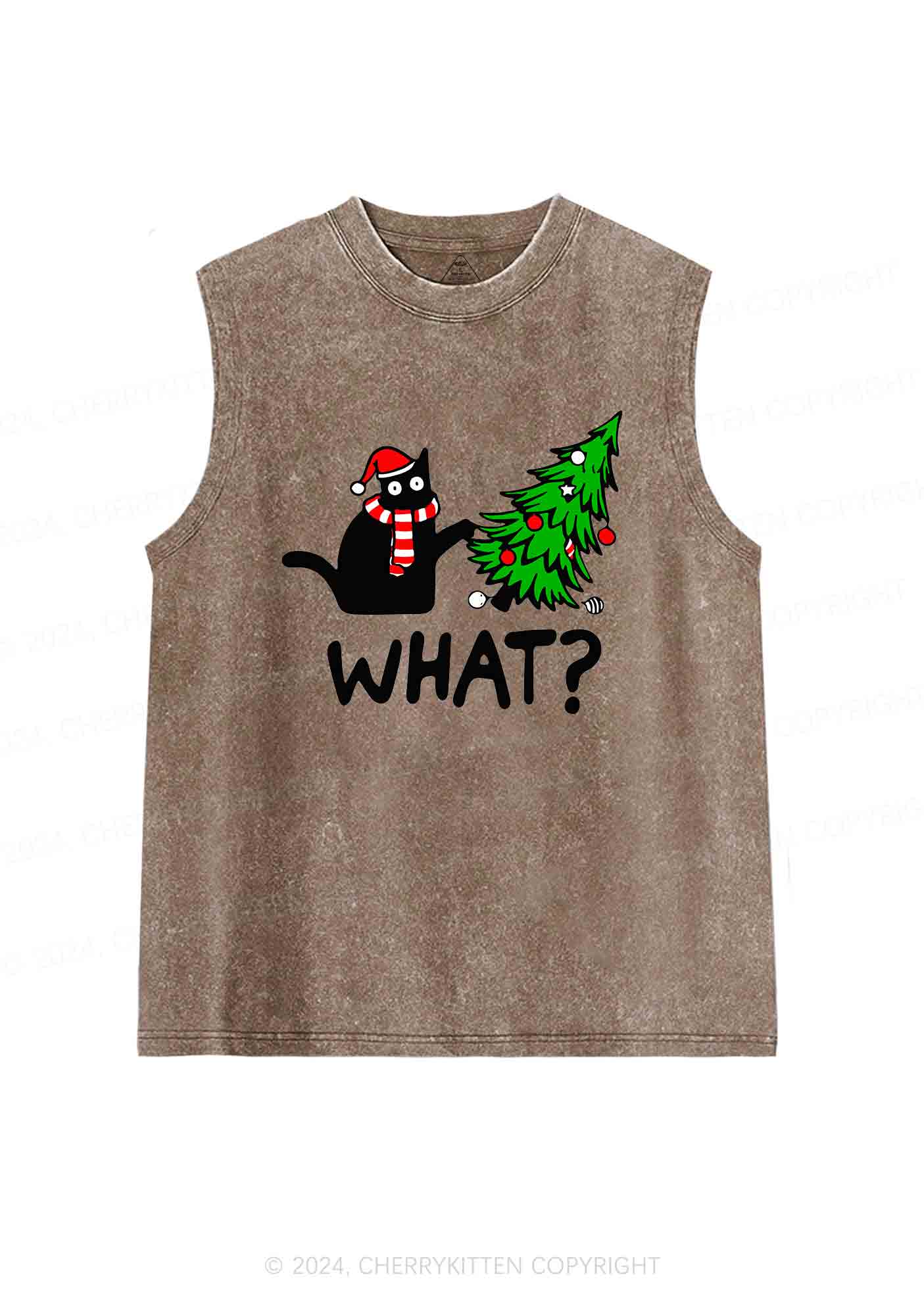 Christmas What Christmas Tree Y2K Washed Tank Cherrykitten