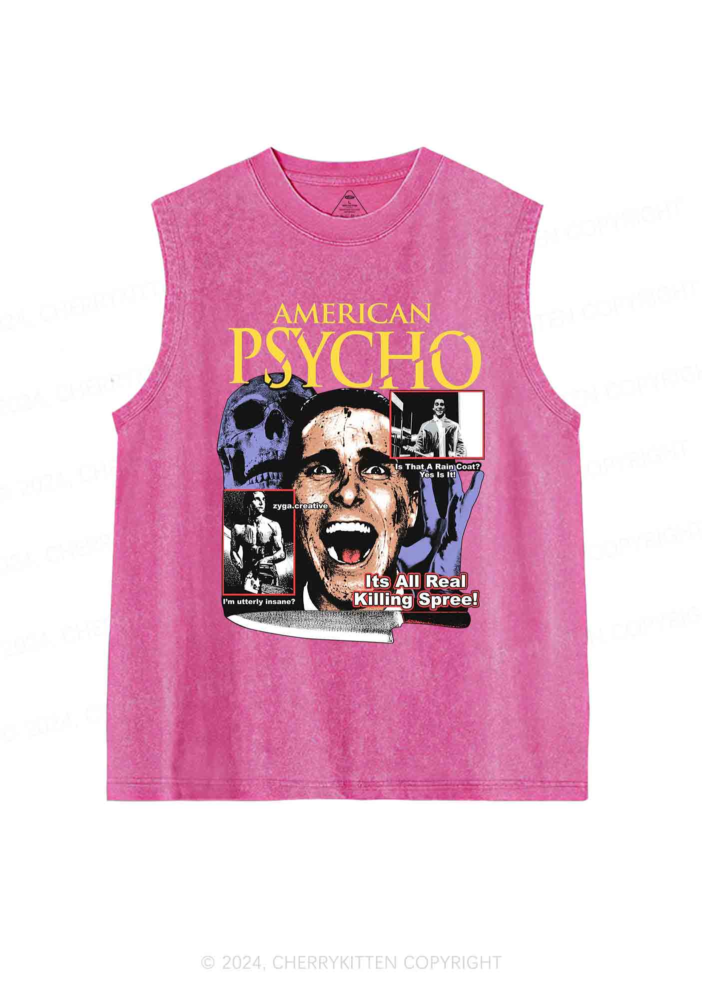 Halloween American Psycho Y2K Washed Tank Cherrykitten