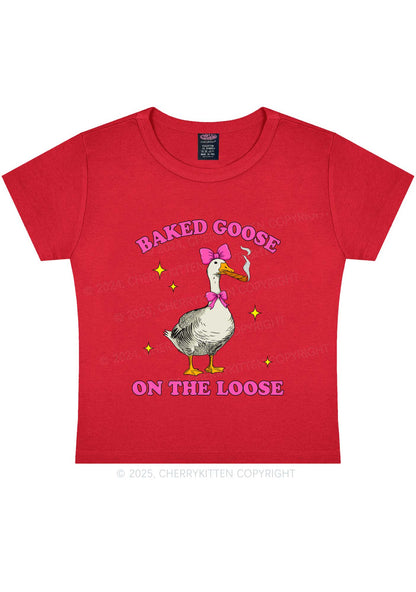 Baked Goose On The Loose Y2K Baby Tee Cherrykitten