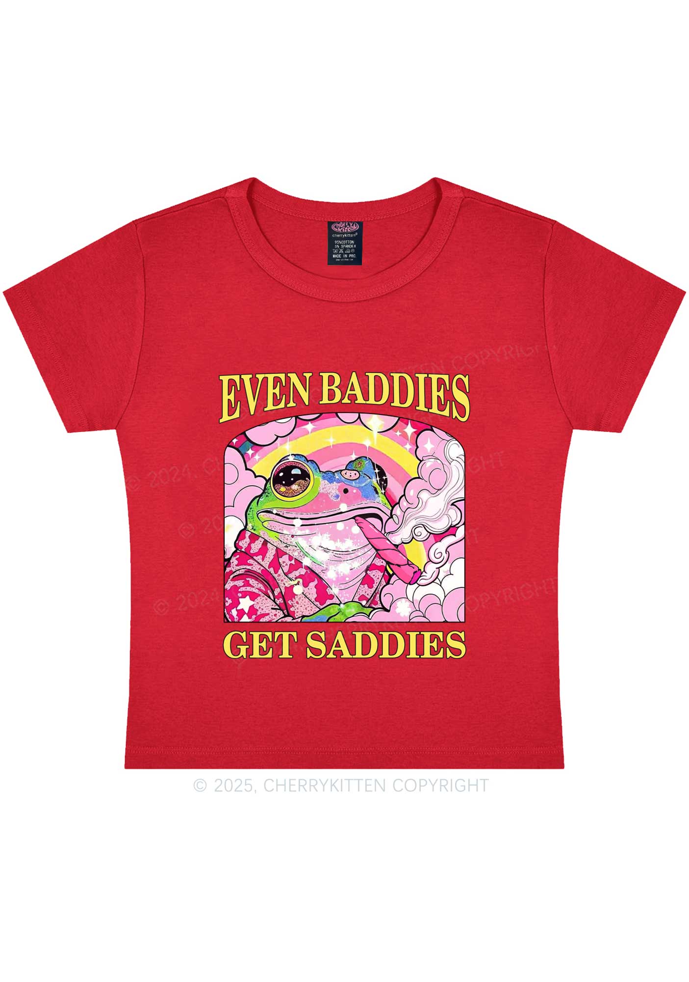 Baddies Smoking Frog Y2K Baby Tee Cherrykitten