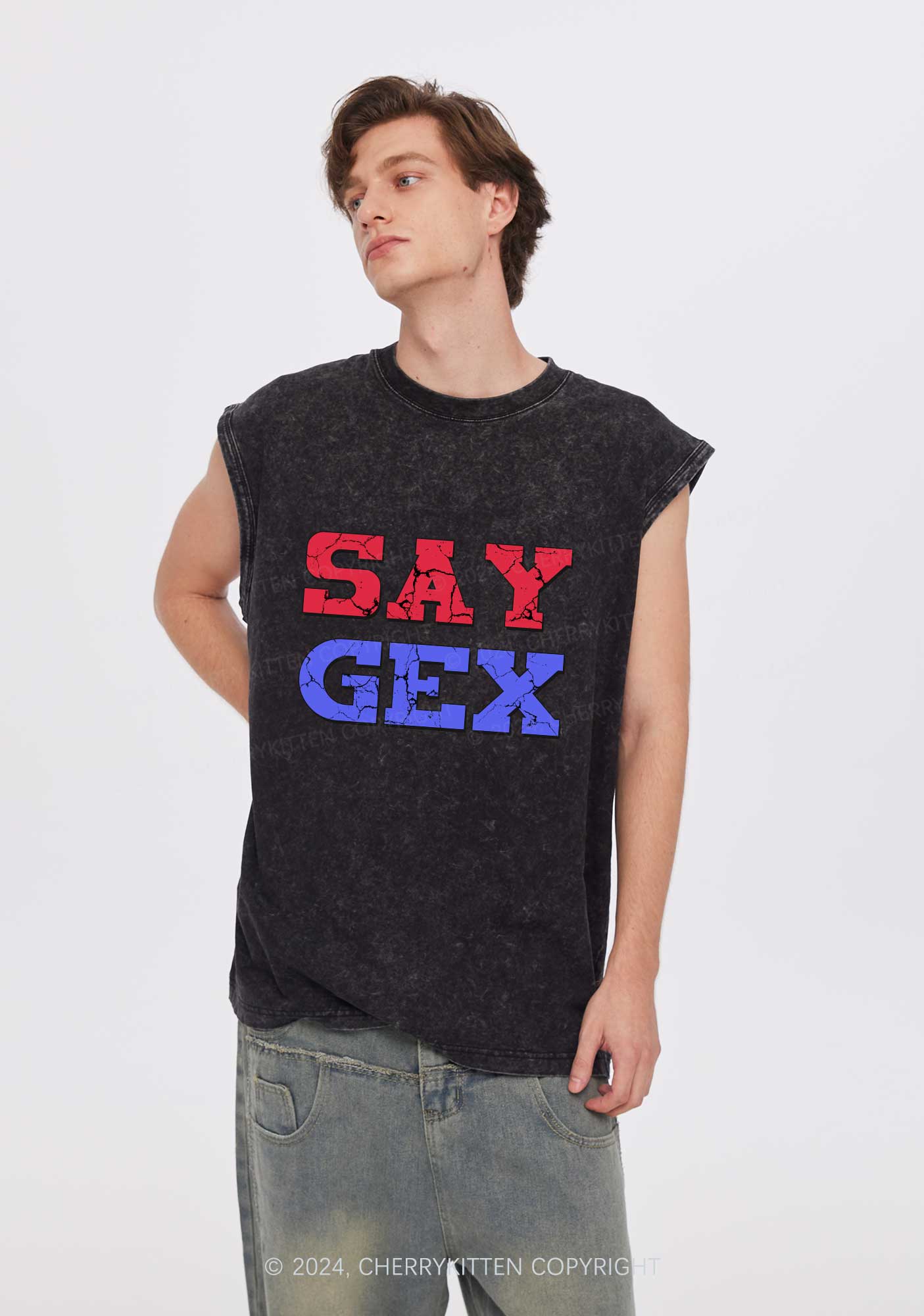 Say Gex Y2K Washed Tank Cherrykitten