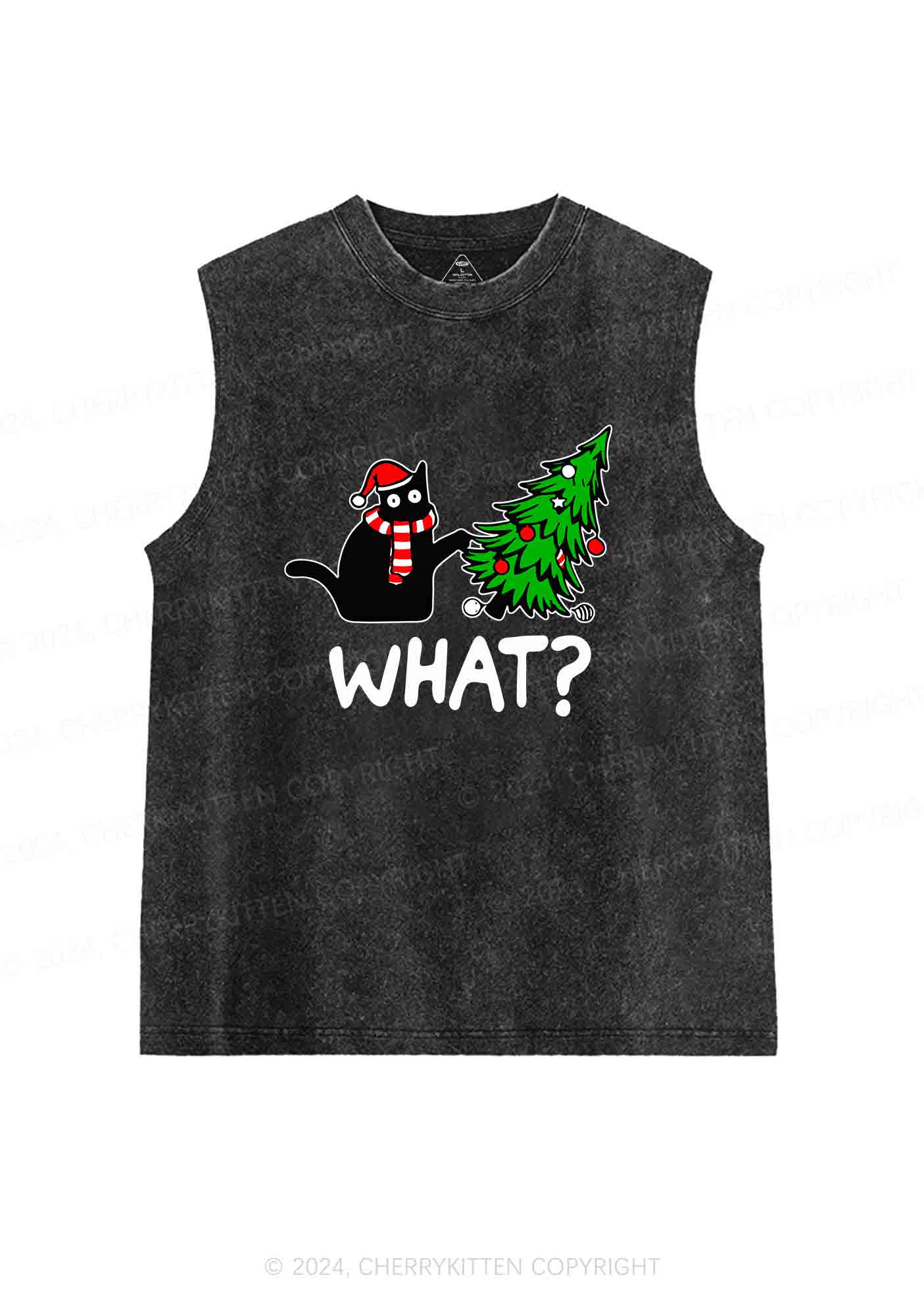 Christmas What Christmas Tree Y2K Washed Tank Cherrykitten