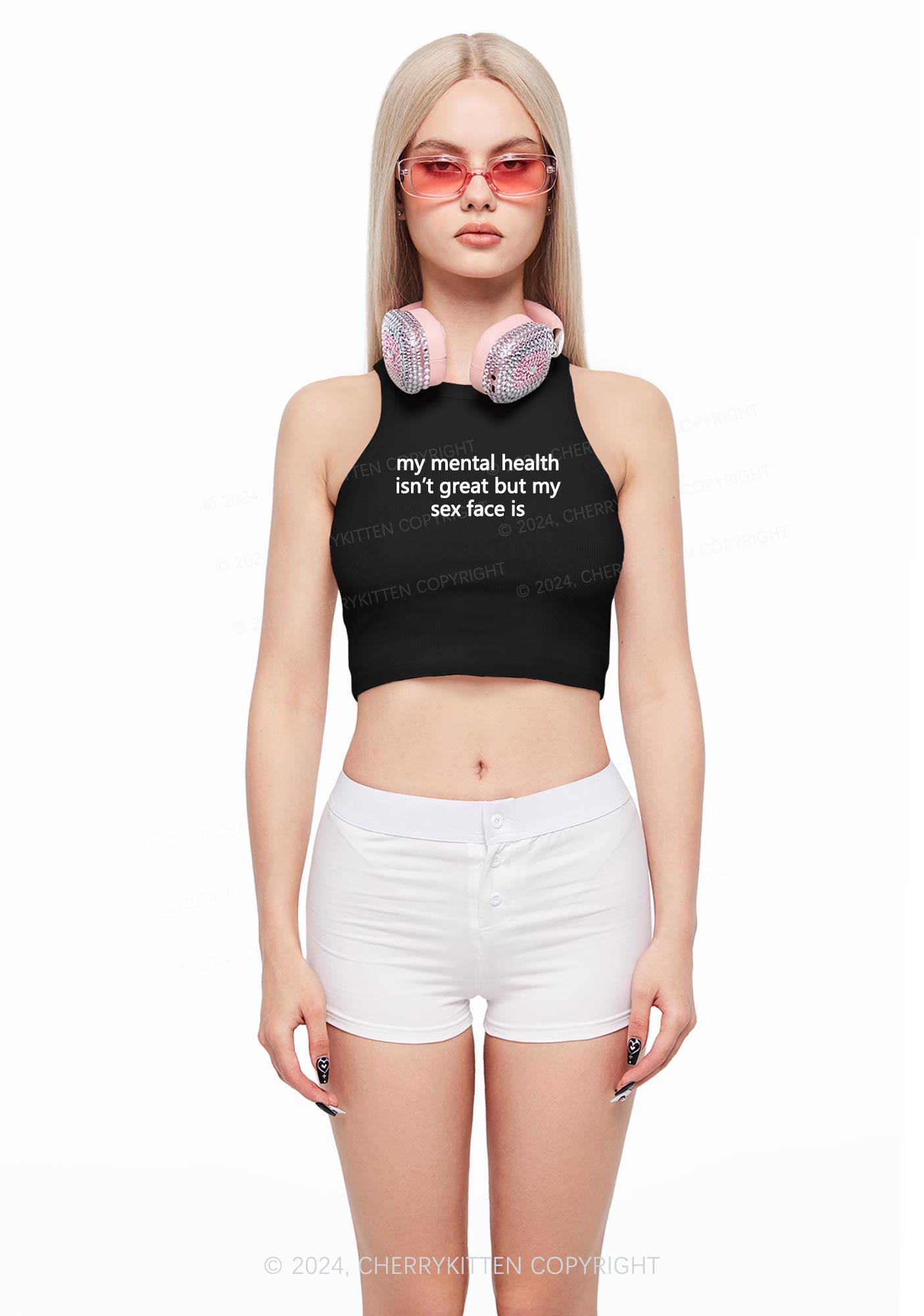 My Face Is Great Y2K Crop Tank Top Cherrykitten