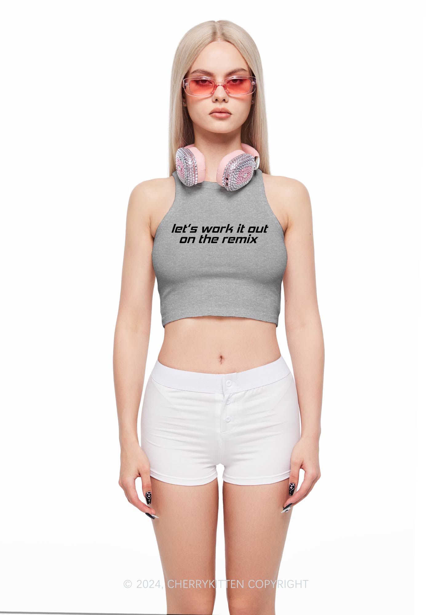 Let's Work It Out Y2K Crop Tank Top Cherrykitten