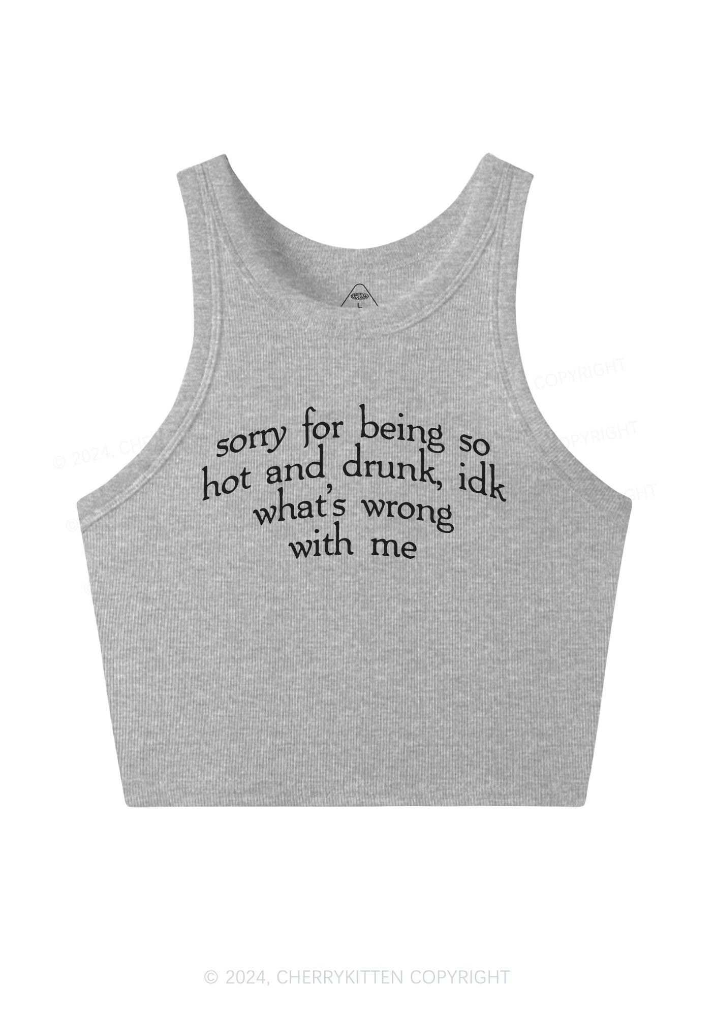 Sorry For Being Hot And Drunk Y2K Crop Tank Top Cherrykitten