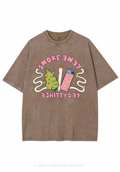 Smoke Away A Shixxy Day Y2K Washed Tee Cherrykitten