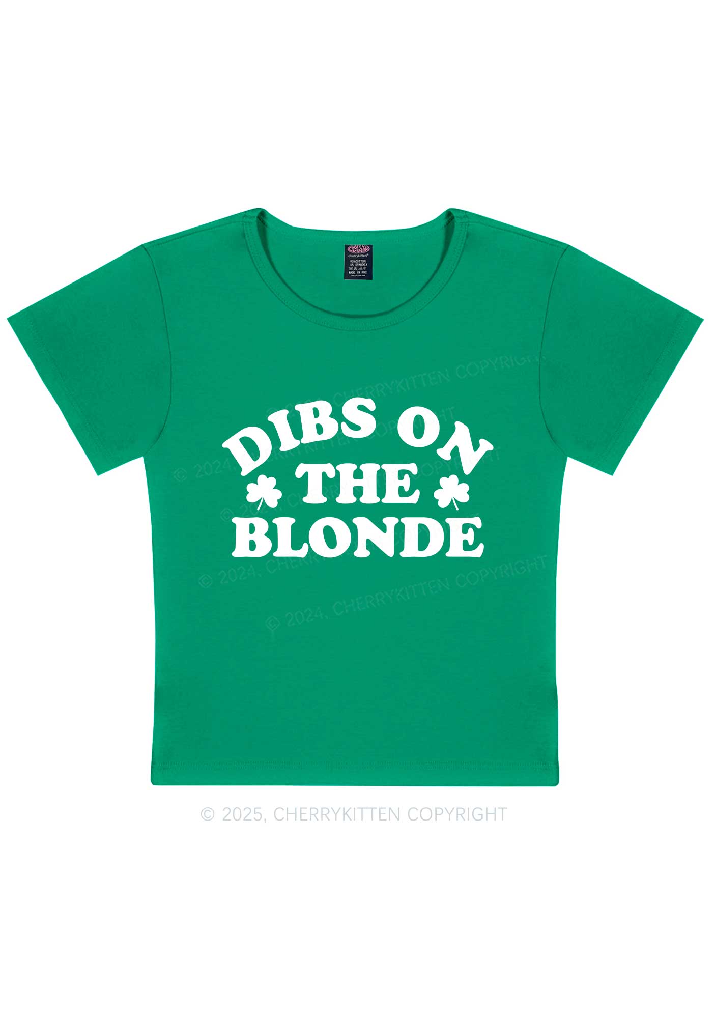 Dibs On The Blonde St Patricks Y2K Baby Tee Cherrykitten